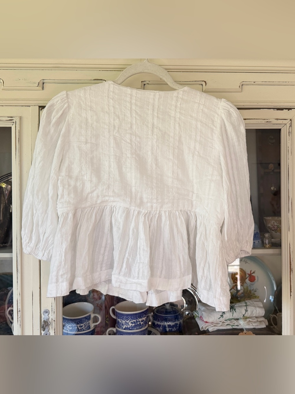 Peppermayo White Tie-Front Peplum Blouse - Picture 2 of 7